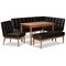 Baxton Studio Sanford Mid-Century Dark Brown Faux Leather and Walnut Brown Finished Wood 5-PC Dining Nook Set 184-11343-11344-11345-9305-Zoro - alternate 1